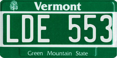 VT license plate LDE553