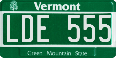 VT license plate LDE555