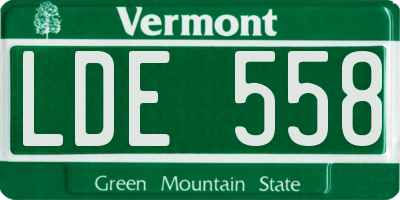 VT license plate LDE558