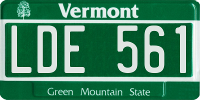 VT license plate LDE561