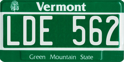VT license plate LDE562