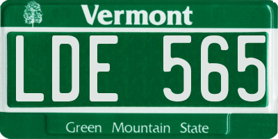 VT license plate LDE565