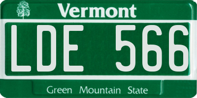 VT license plate LDE566