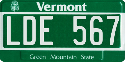 VT license plate LDE567