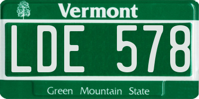 VT license plate LDE578