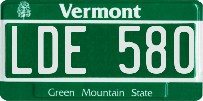 VT license plate LDE580