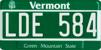 VT license plate LDE584