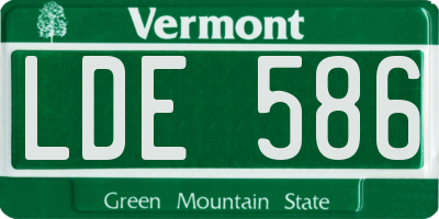 VT license plate LDE586