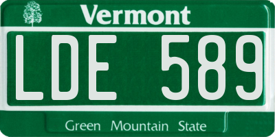 VT license plate LDE589