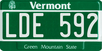 VT license plate LDE592