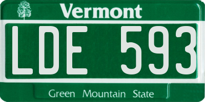 VT license plate LDE593