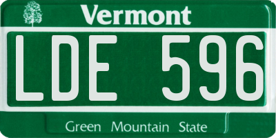 VT license plate LDE596