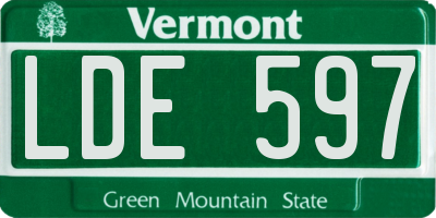 VT license plate LDE597