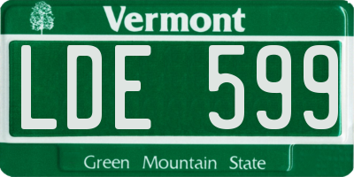 VT license plate LDE599