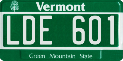VT license plate LDE601