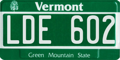 VT license plate LDE602