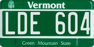 VT license plate LDE604