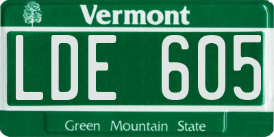 VT license plate LDE605