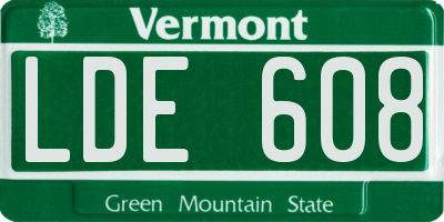 VT license plate LDE608