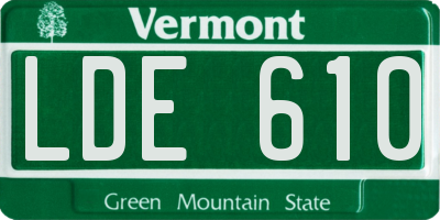 VT license plate LDE610