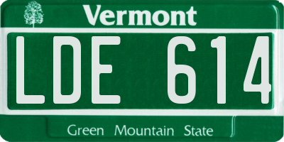 VT license plate LDE614