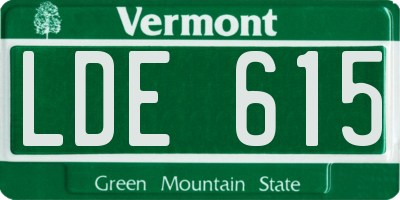 VT license plate LDE615