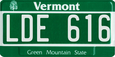 VT license plate LDE616