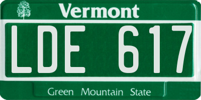 VT license plate LDE617