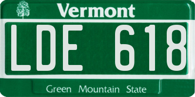 VT license plate LDE618