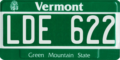 VT license plate LDE622