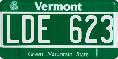 VT license plate LDE623