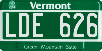 VT license plate LDE626