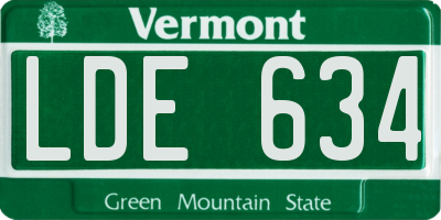 VT license plate LDE634