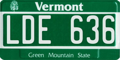 VT license plate LDE636