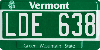 VT license plate LDE638
