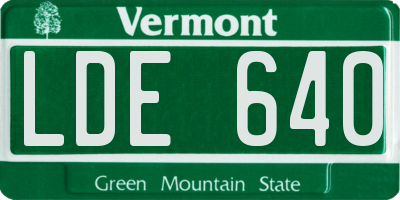 VT license plate LDE640