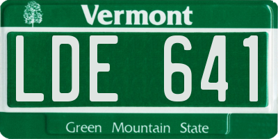 VT license plate LDE641