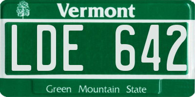 VT license plate LDE642