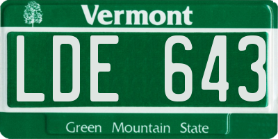 VT license plate LDE643