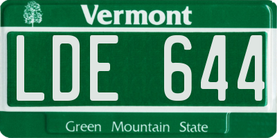 VT license plate LDE644