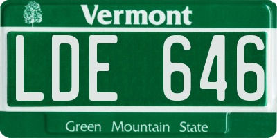 VT license plate LDE646