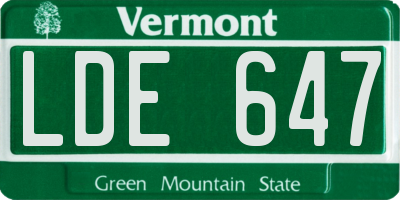 VT license plate LDE647