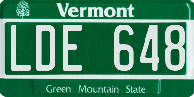VT license plate LDE648