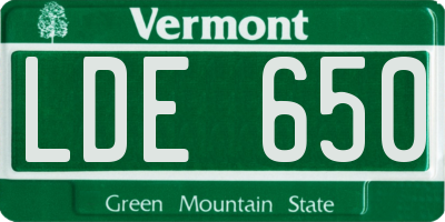 VT license plate LDE650