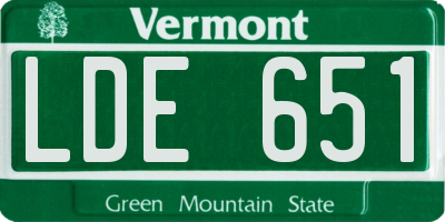 VT license plate LDE651