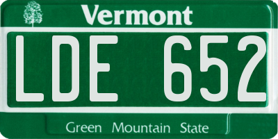 VT license plate LDE652