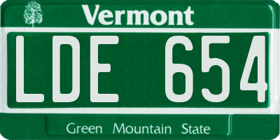 VT license plate LDE654