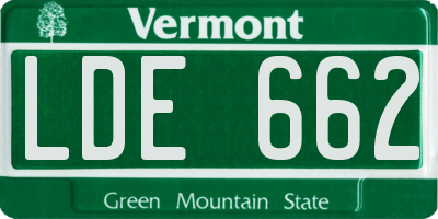 VT license plate LDE662