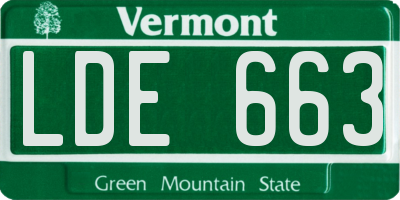 VT license plate LDE663