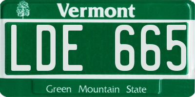 VT license plate LDE665